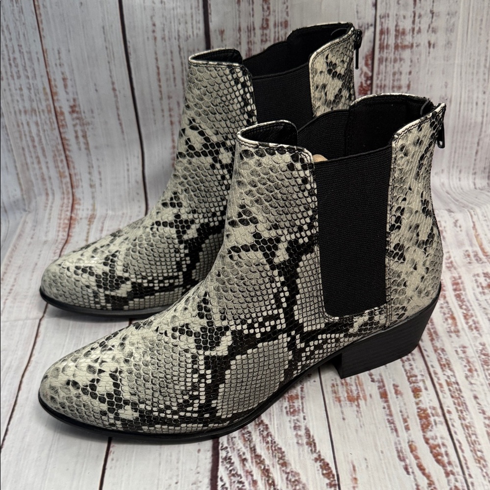 Esprit Leather Snakeskin Pattern Ankle Boots 11 - Picture 4 of 14